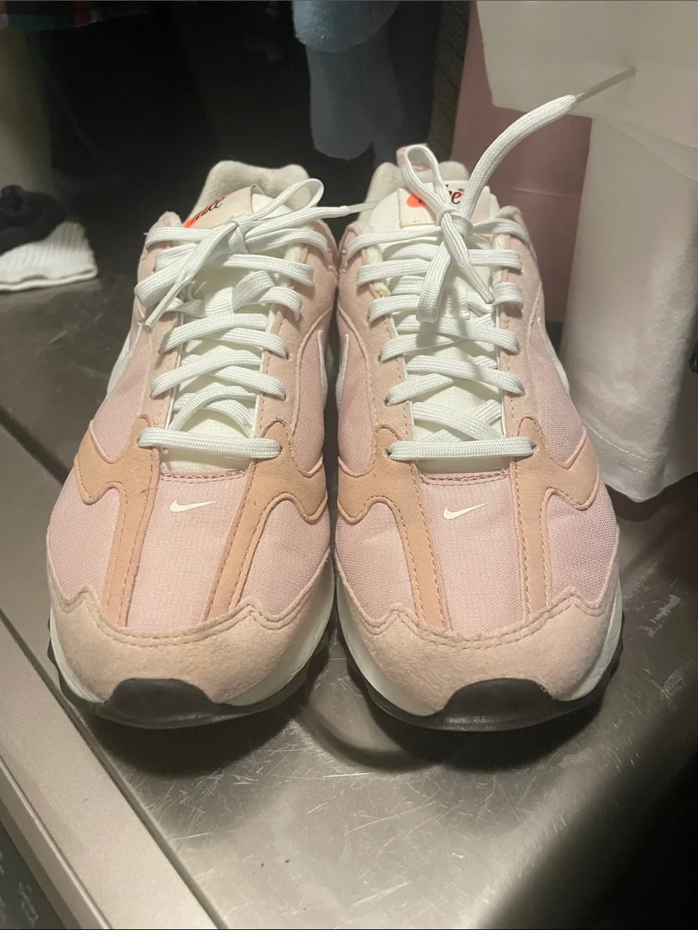 Nike Women's Pink and White Air Max Style Sneakers